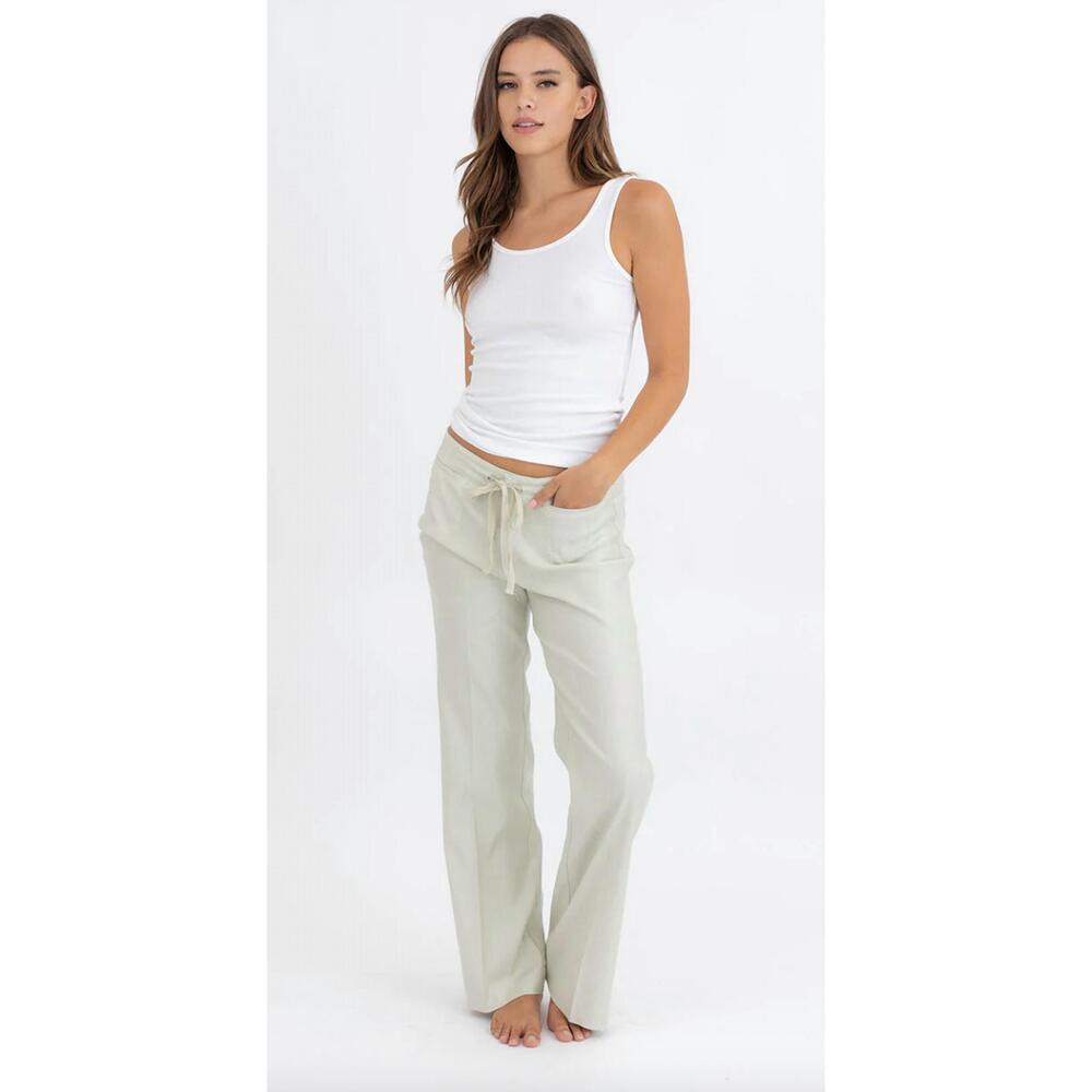 NEW LEVEL99 stretch linen wide leg pants in dandelion